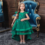 Kids Girl Cake Tutu Flower Dress Children Party Wedding Formal Dress 3-12T - honeylives