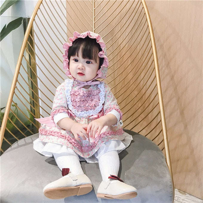 Baby Girl Lolita Floral  Christening Party Frock Boutique 2 Pcs