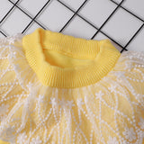 Autumn Winter Toddler Baby Girl Lace Collar Ruffled Solid Knitted Sweater
