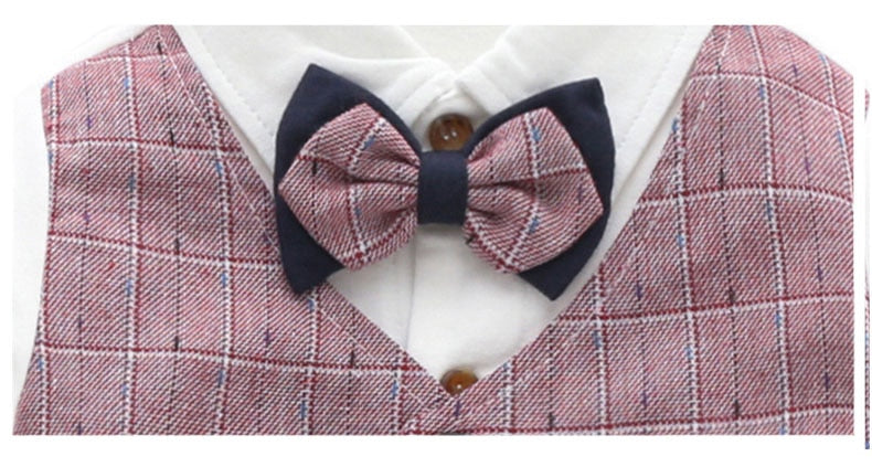 Autumnn Boy Gentleman Romper Cotton Jumpsuit Baptism Clothes