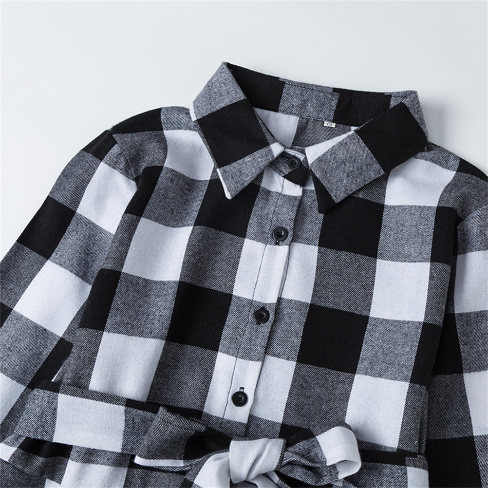 Family Matching Christmas Mother Daughter Plaid Dresses