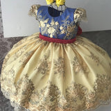 Kids Girl Princess Dress Birthday Party Wedding Gown Elegant Exquisite Lace Design With Big Bow - honeylives