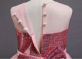 Kid Girls Princess Elegant Party Wedding Formal Bridesmaid Sequins Dress