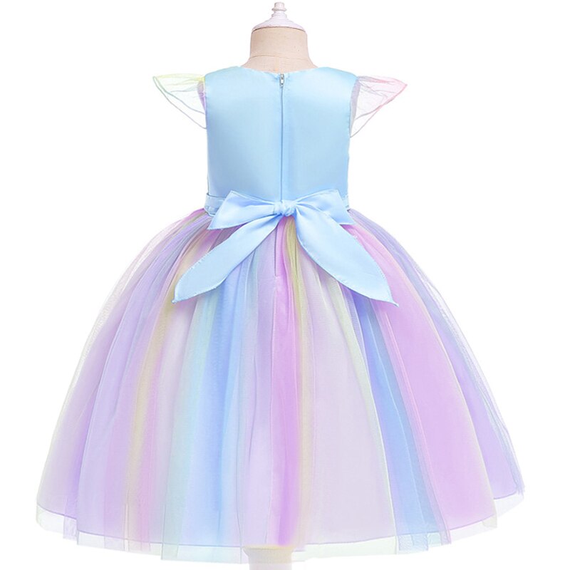 Girls Unicorn Dress Gown Cosplay  Birthday Party Fantasy Princess Dresses - honeylives