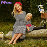 Family Matching Autumn Fashion Print Bow Mom Daughter Dresses