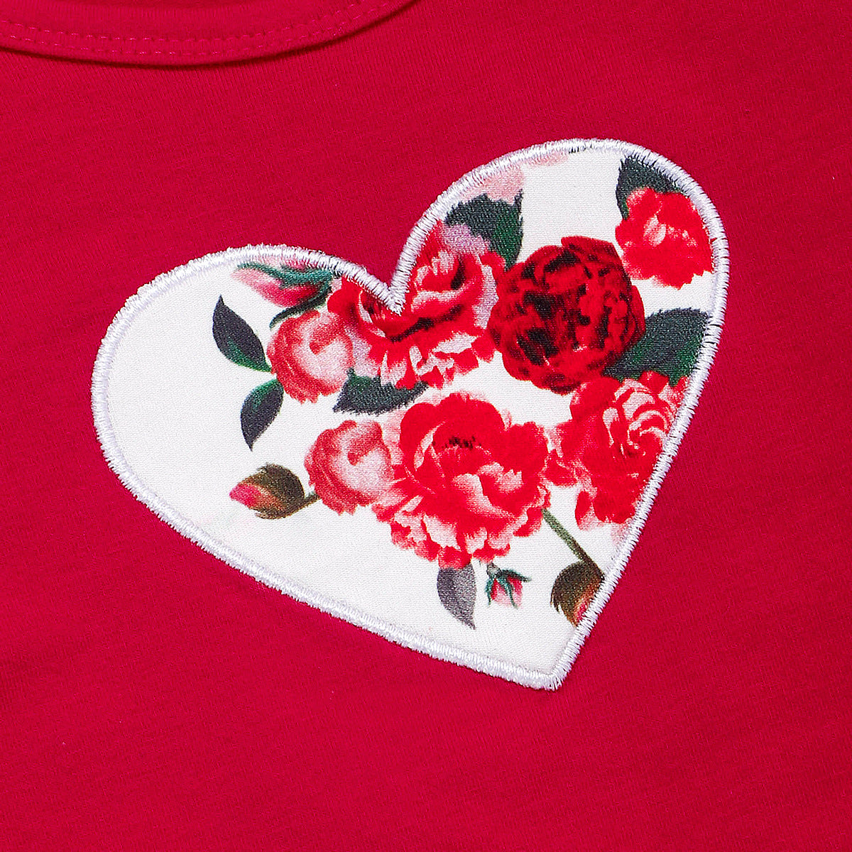 Toddler Baby Girl Valentine's Day Red Floral Heart 2 Pcs Sets