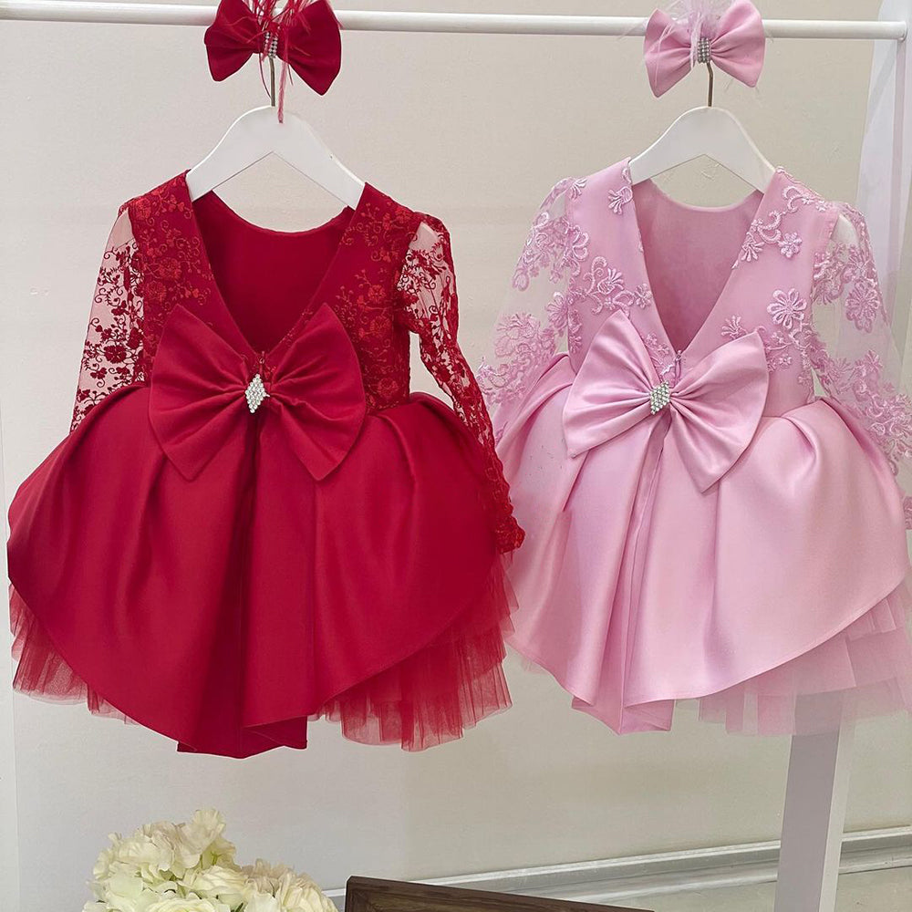 Kid Baby Girl Backless Lace Birthday Princess Long Flower Wedding Dress