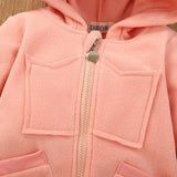 Baby Solid Warm Hooded Jumpsuit Long- Sleeves Rompers