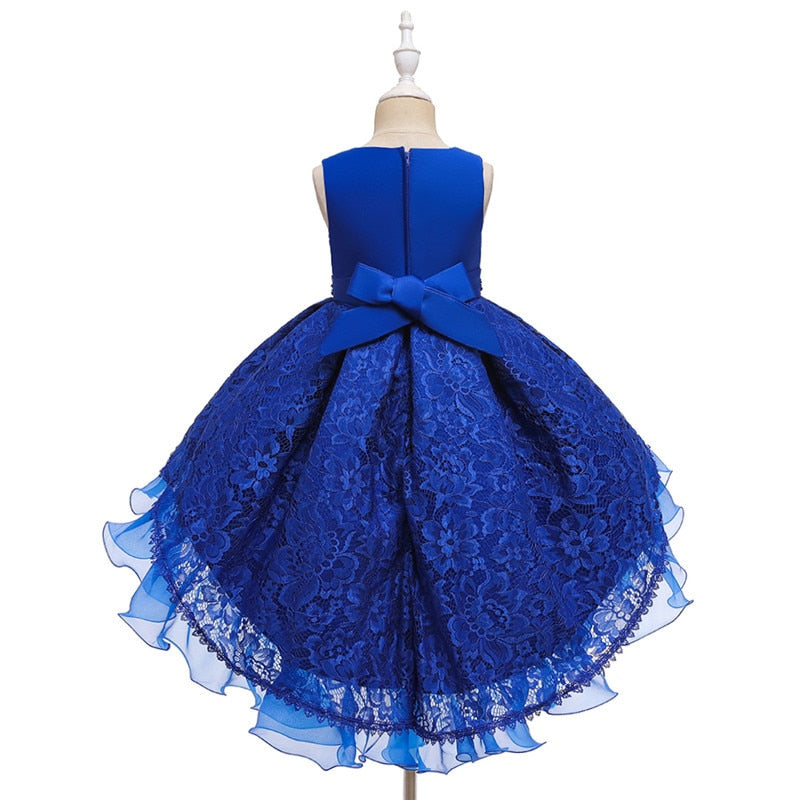 Kids Girl Cake Tutu Flower Dress Lace Party Wedding Formal Dress 3-12Y - honeylives