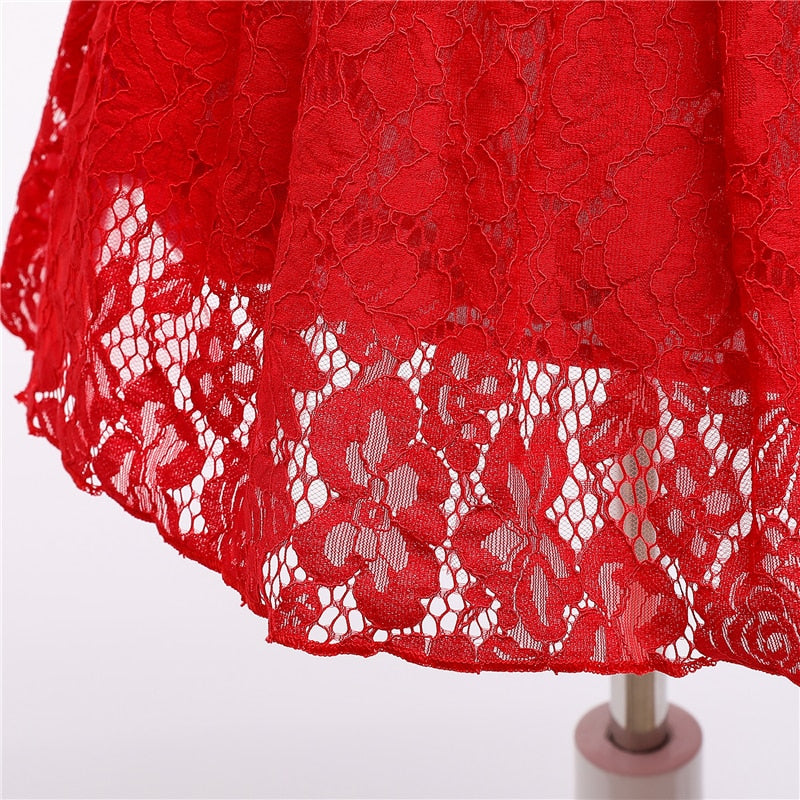 Girls Dresses Autumn Winter Wear Lace Princess Flower Dress