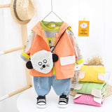 Kids Clothes  Boys and Girls Suits Long Sleeve Korean Style 3 Pcs Set 0-4 Years