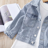 Spring Floral Appliques Kid Baby Girl Fashion Denim Jackets Coats