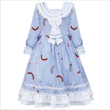 Kids Rainbow Dress Fall Tutu Lolita Stripe Fashion Princess Dresses 5-12 Years