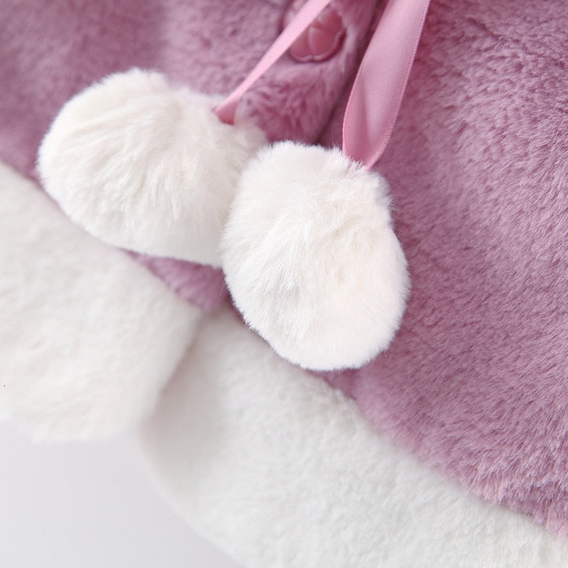 Kids Girl Christmas Coats Hooded Thickening Cloak Loose Coat