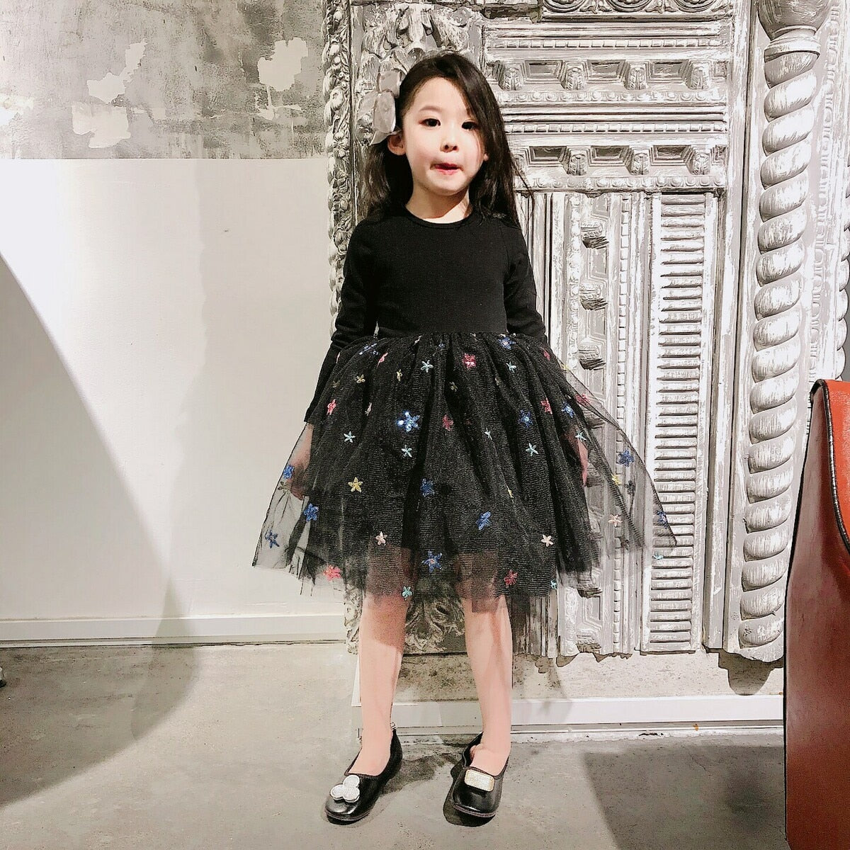 Fashion Girls Tutu Fall Winter Dancing Flower Dresses 2-7T