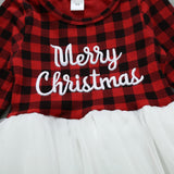 Kids Girls Christmas Dress Casual Long Sleeve Plaid Patchwork Dress