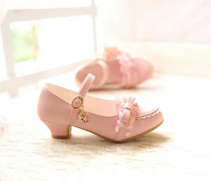 Girls Sandals Fashion Lace Butterfly Knot Female Child High Heels Shoes