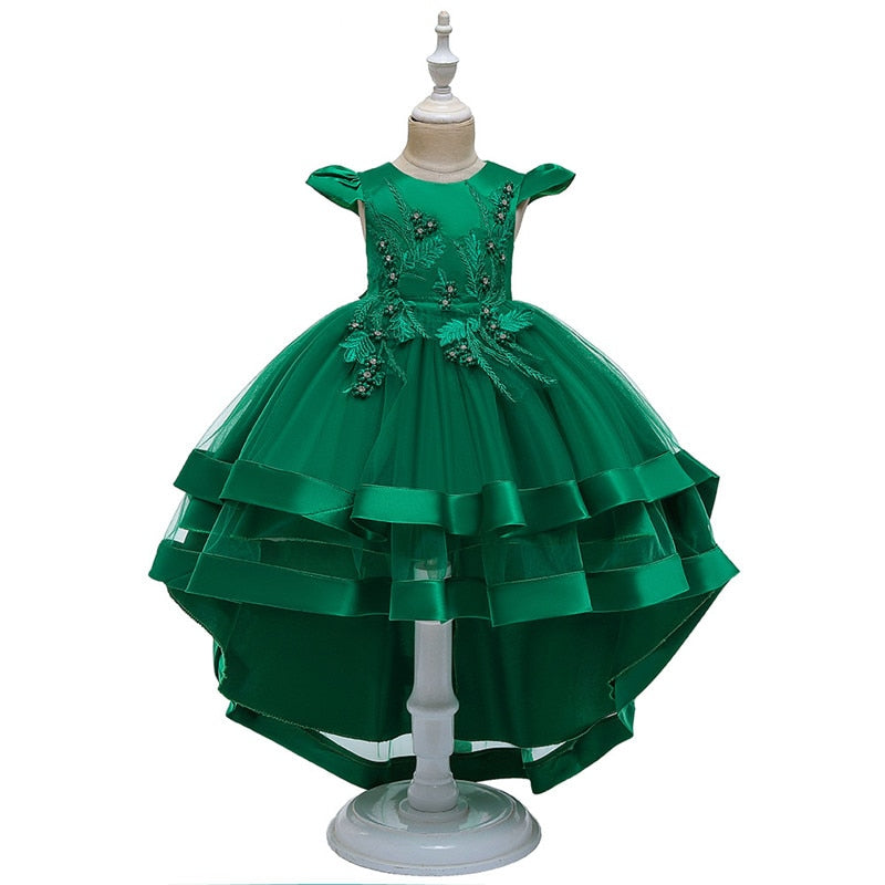 Kids Girl Cake Tutu Flower Dress Children Party Wedding Formal Dress 3-12T - honeylives
