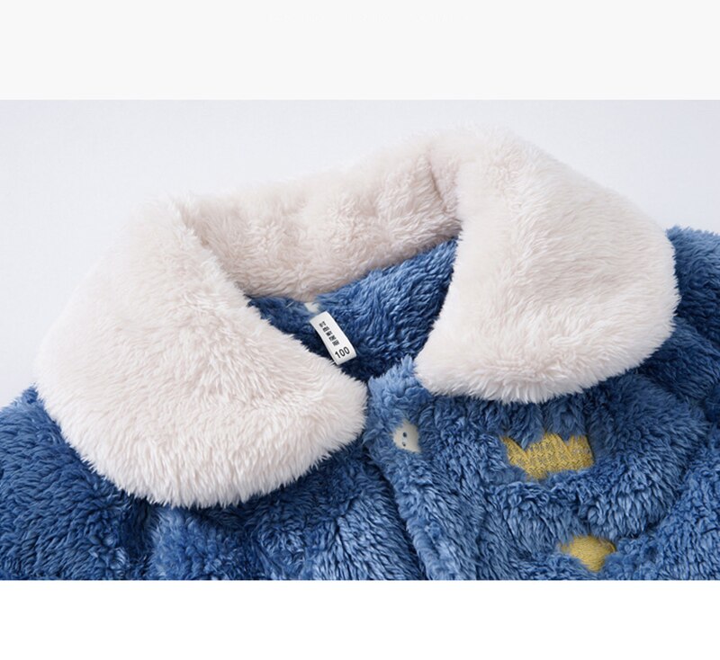 Kid Baby Girls Winter Pajamas Set Plus Velvet  Warm Flannel Thicken Sleepwear