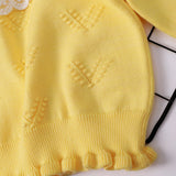 Autumn Winter Toddler Baby Girl Lace Collar Ruffled Solid Knitted Sweater