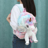 Girl Unicorn Bag 3D Zipper Toy Doll Backpack For Kidergarten