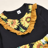 Baby Girls Christmas Sunflower Floral Outfits 2 Pcs 1-6 Years