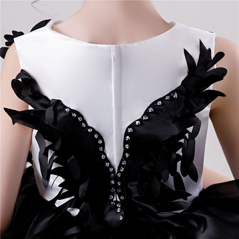 Girls Princess Tutu Dress Lace Applique Elegant Party Dress 1-10 Years - honeylives