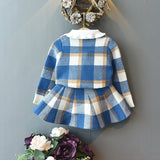 Kind Baby Mädchen Stricken Set Winter Mode Plaid 2 Pcs