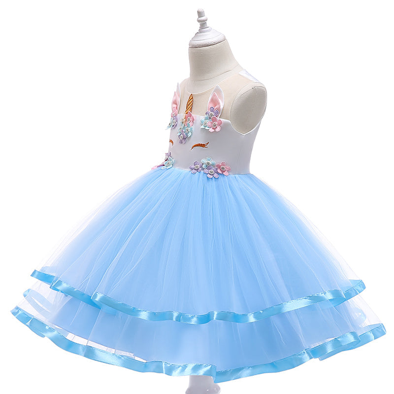 Girl Princess Fantasy Unicorn Birthday Party Infant Tutu Christmas Dress For 2-10 Year - honeylives