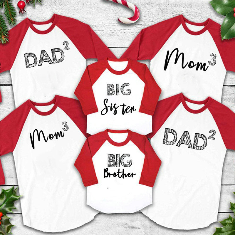 Battery Printed Dad Mom Daughter Son T-Shirts Family Matching Christmas Tops