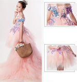 Kid Girl Wedding Bridemaid Mermaid Pink Tutu Sequin Elegant Dresses