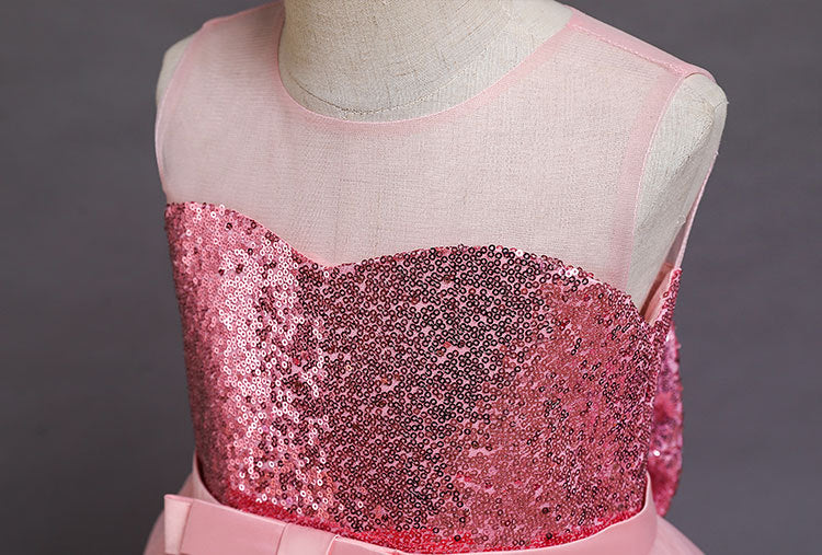 Kid Girls Princess Elegant Party Wedding Formal Bridesmaid Sequins Dress