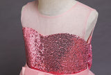 Kid Girls Princess Elegant Party Wedding Formal Bridesmaid Sequins Dress
