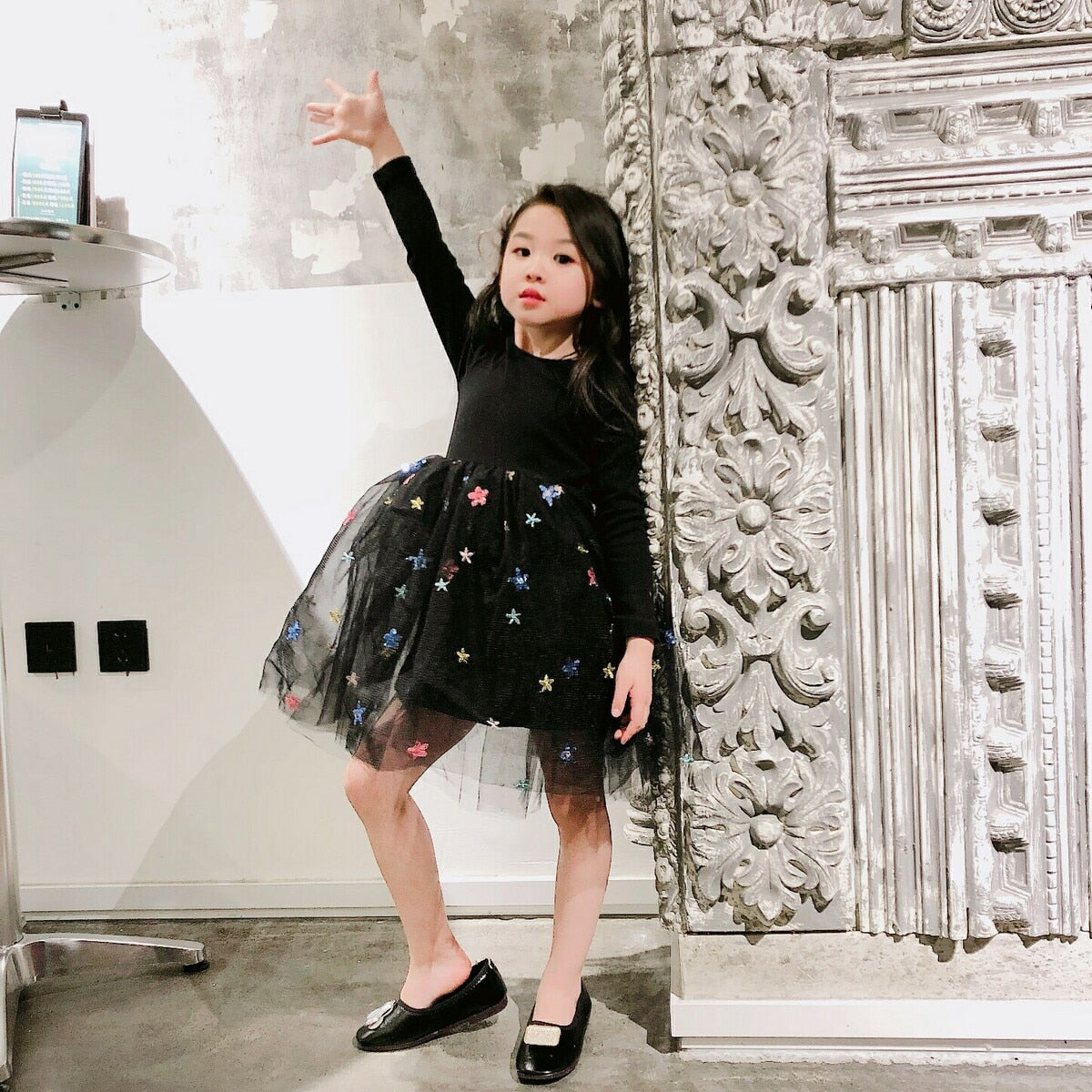 Fashion Girls Tutu Fall Winter Dancing Flower Dresses 2-7T