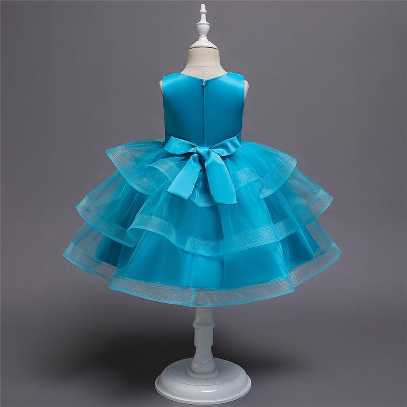 Girl Embroidery Flower Princess Dress Lace Tutu Kids Dresses - honeylives