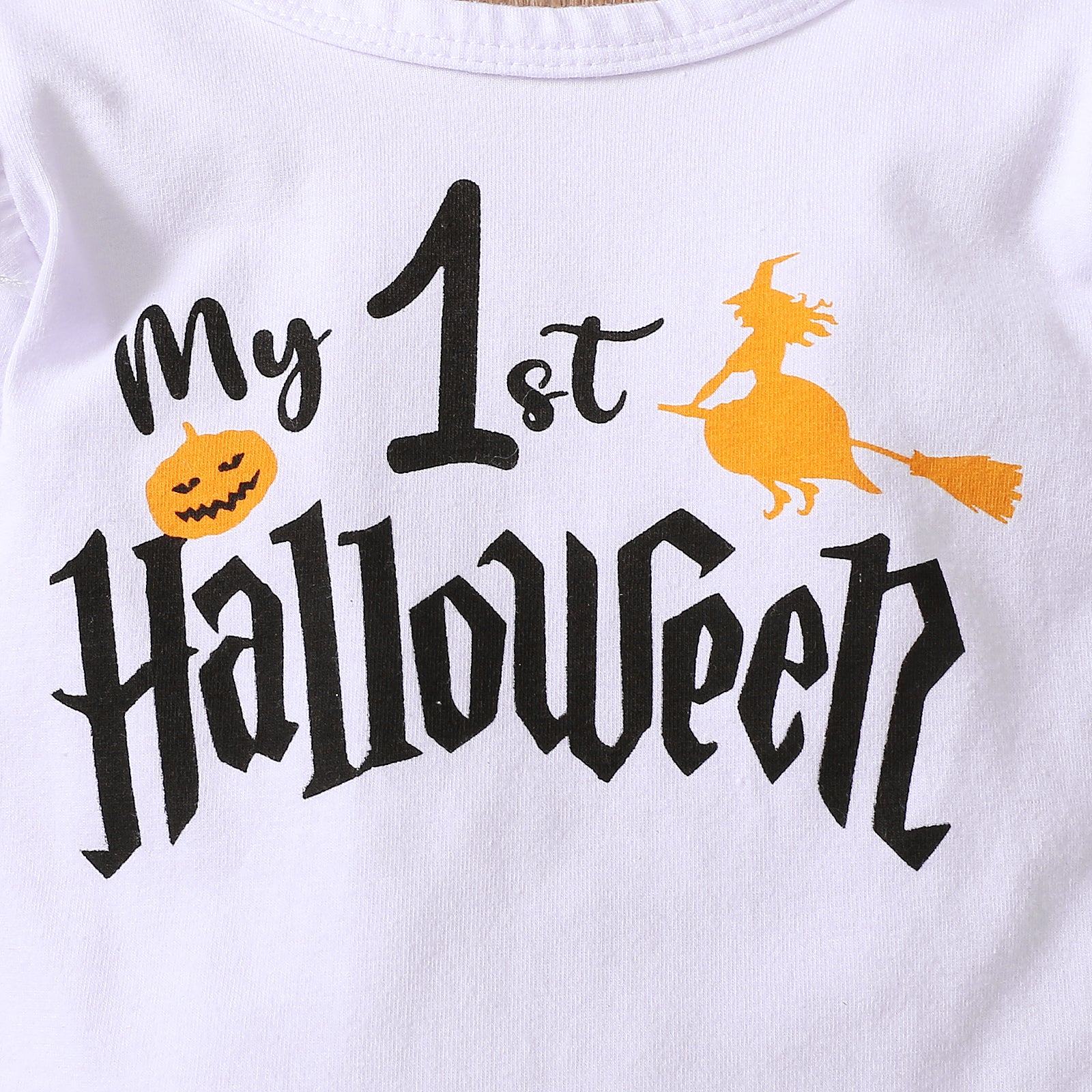 0-18M Halloween Baby Girls Pumpkin Letter Printing Long Sleeve 2 Pcs Sets