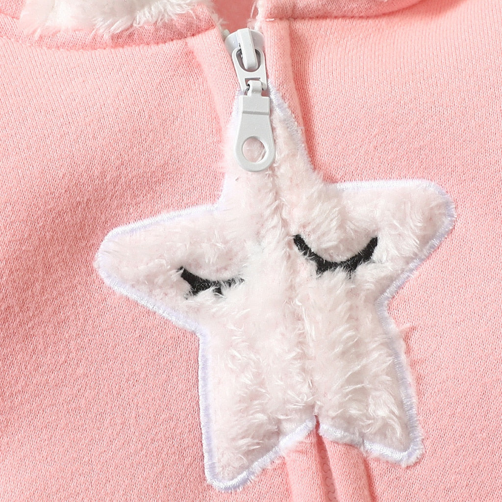 Baby Girls Winter Warm Jumpsuit Thick Romper Outfits Soft Zipper Pockets