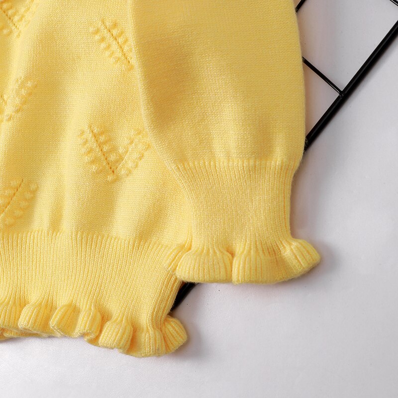 Autumn Winter Toddler Baby Girl Lace Collar Ruffled Solid Knitted Sweater