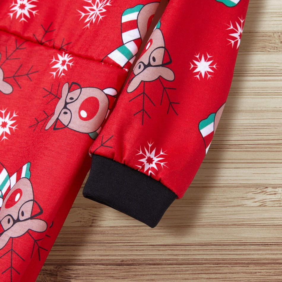 Family MatchingChristmas Pajamas Fashion Cute Hooded Jumpsuit Sleepwear
