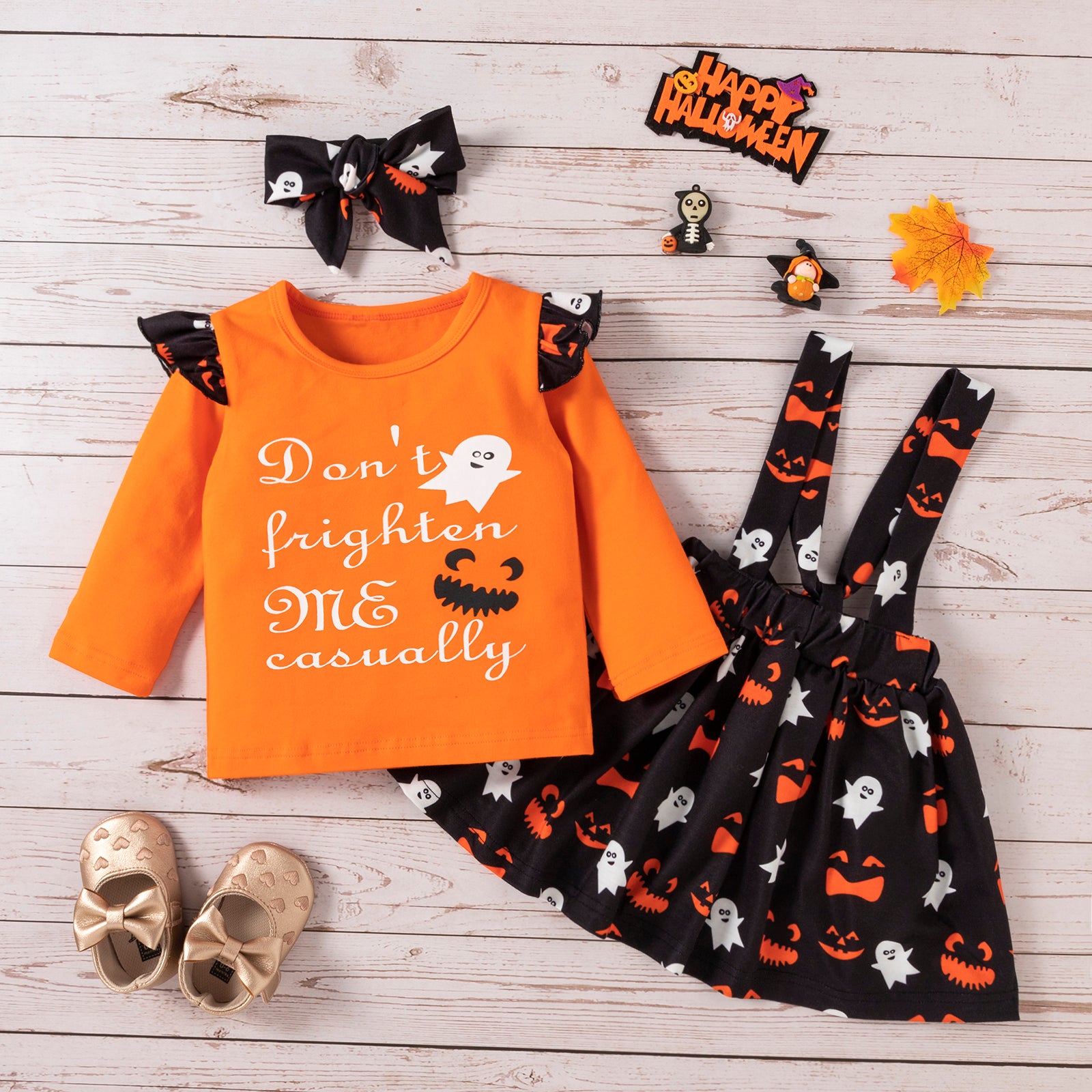 Kids Baby Girl Skirt Halloween Print 3 Pcs Sets