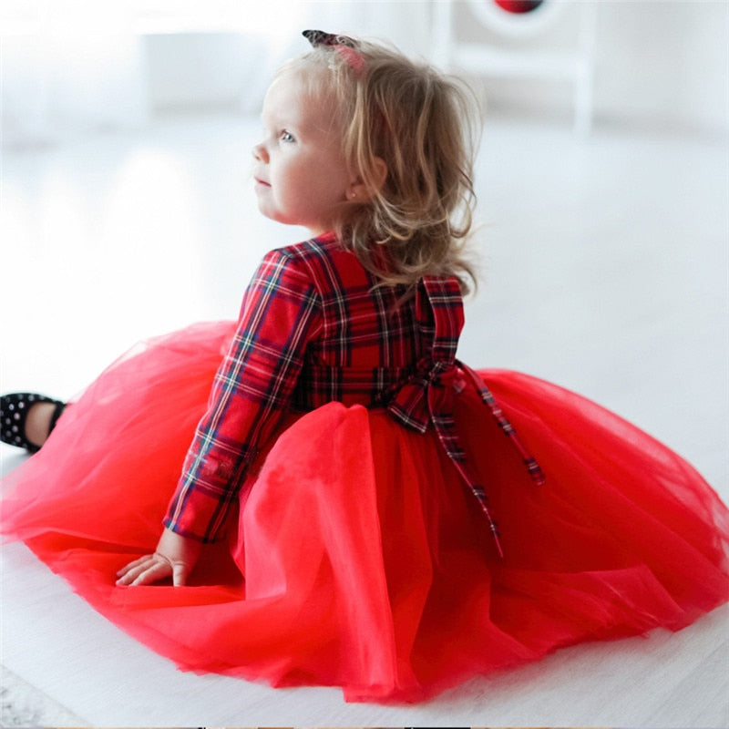 Family Matching Spring Mommy and Me Hot Bow Patchwork Tulle Dress