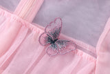 Girl Lace Chiffon Flower Draped Ruched Flower Casual Dresses 3-7 Years