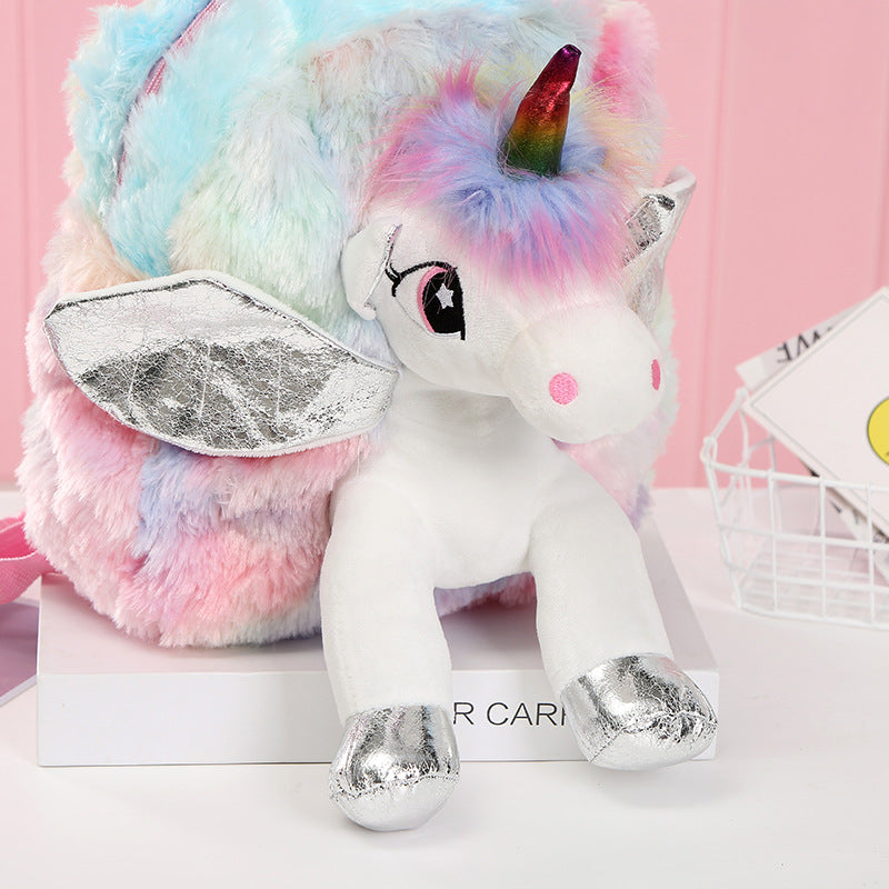 Girl Unicorn Bag 3D Zipper Toy Doll Backpack For Kidergarten