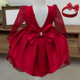 Kid Baby Girl Backless Lace Birthday Princess Long Flower Wedding Dress