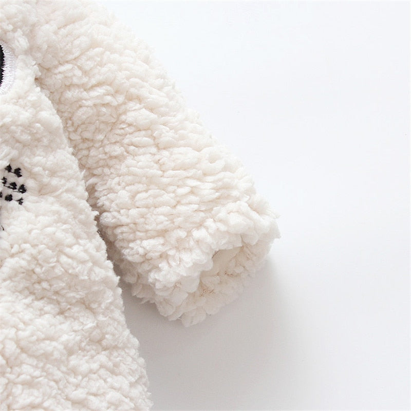 Winter Baby 3D Ears Design Solid Hooded Jumpsuit Romper