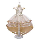 Kids Girl Cake Tutu Flower Dress Children Party Wedding Formal Dress 3-12T - honeylives