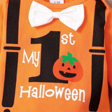 0-18M Baby Halloween Letter Pumpkin Print Bowknot 3 Pcs Set