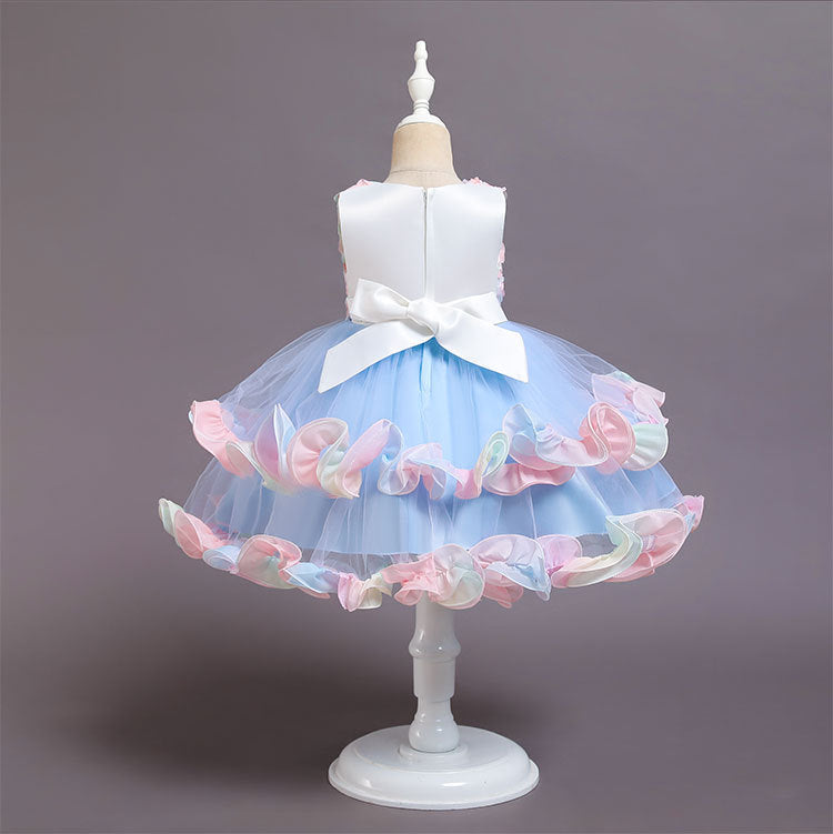 Kid Baby Girl Tailed Princess Party Birthday Petal Cake Mesh Ceremony Dresses
