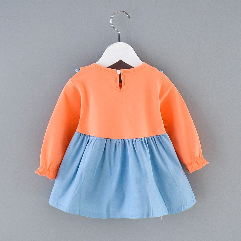 Baby Girl Outfit Bowknot Stitching Suspenders Sweet Dress 2 Pcs 1-4Y