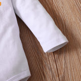 0-18M Halloween Baby Girls Pumpkin Letter Printing Long Sleeve 2 Pcs Sets